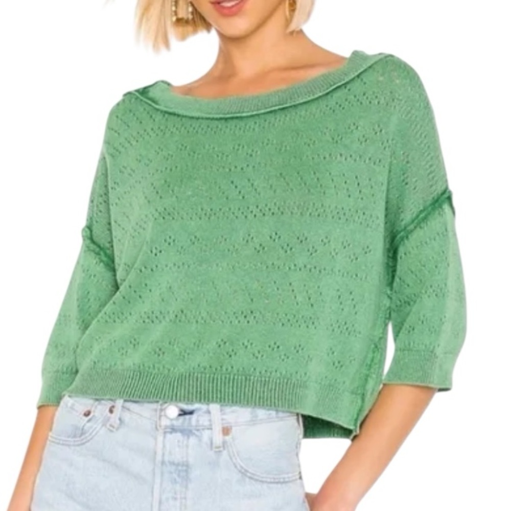 Free People Green Sandcastle Sweater